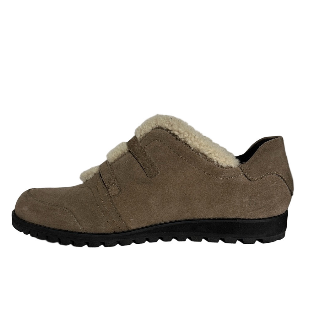Stuart Weitzman Shearling Buckle Suede Sneakers – Taupe – Size 9 - Picture 6 of 13